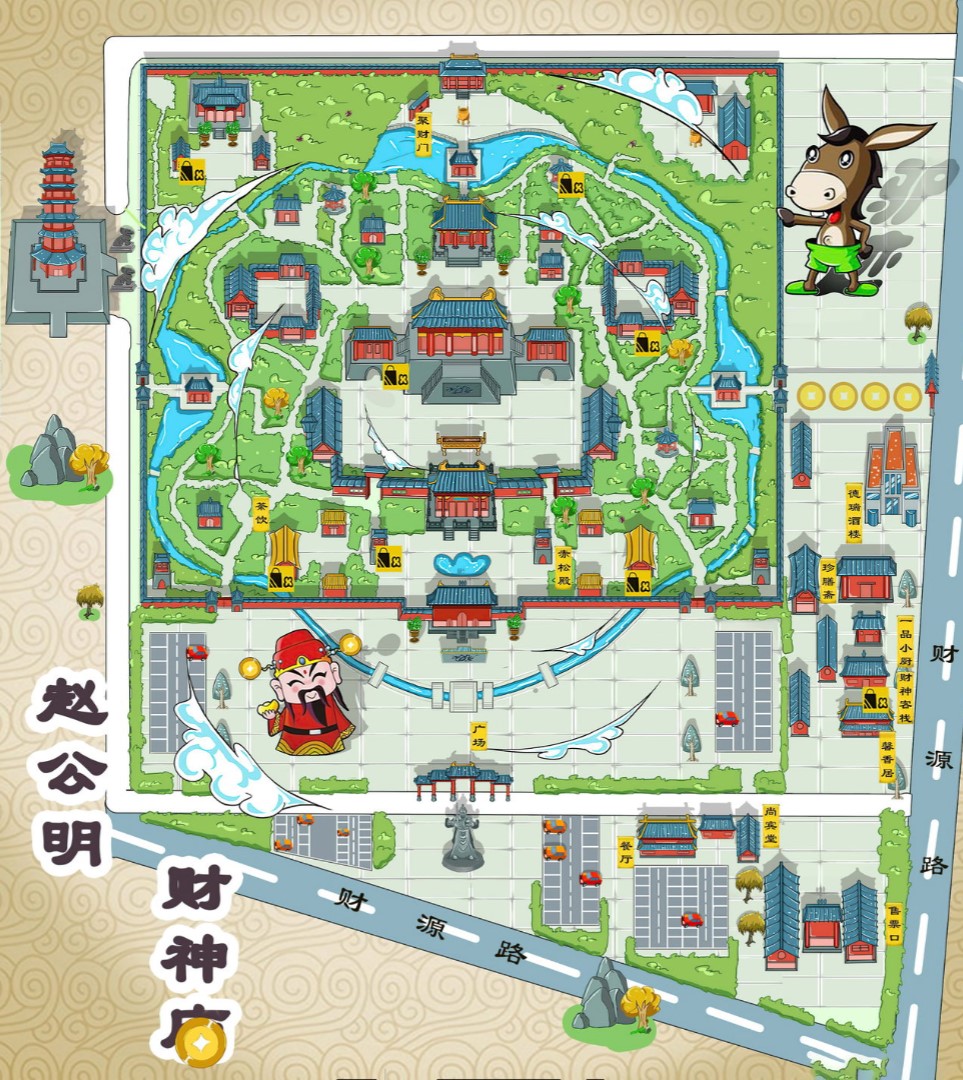 津南寺庙类手绘地图